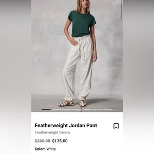 rag & bone White Featherweight Jordan Pants